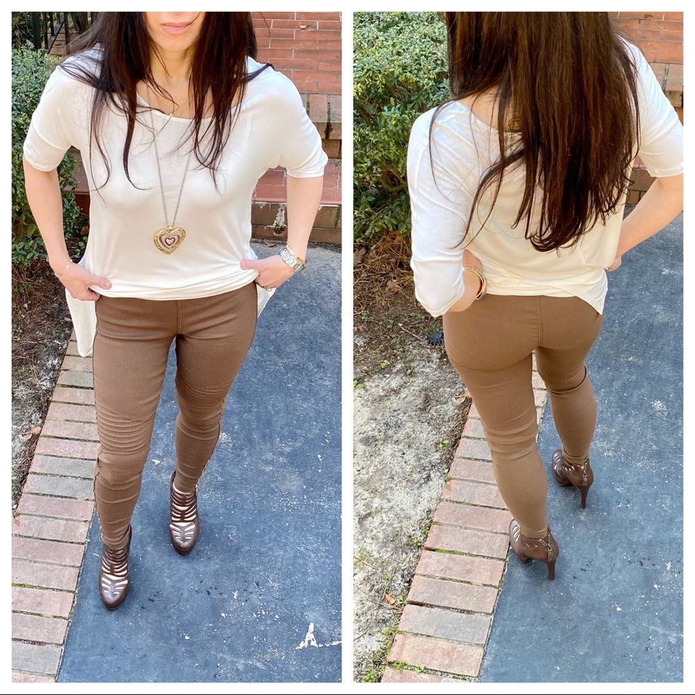 Mocha Stretch motto jeggings with zipper trim - Picture 5 of 5